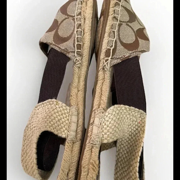 Coach Rayanne Sling Flat Slip-On Elastic Loafer Espadrille Brown/Tan Size 6B - Picture 7 of 9